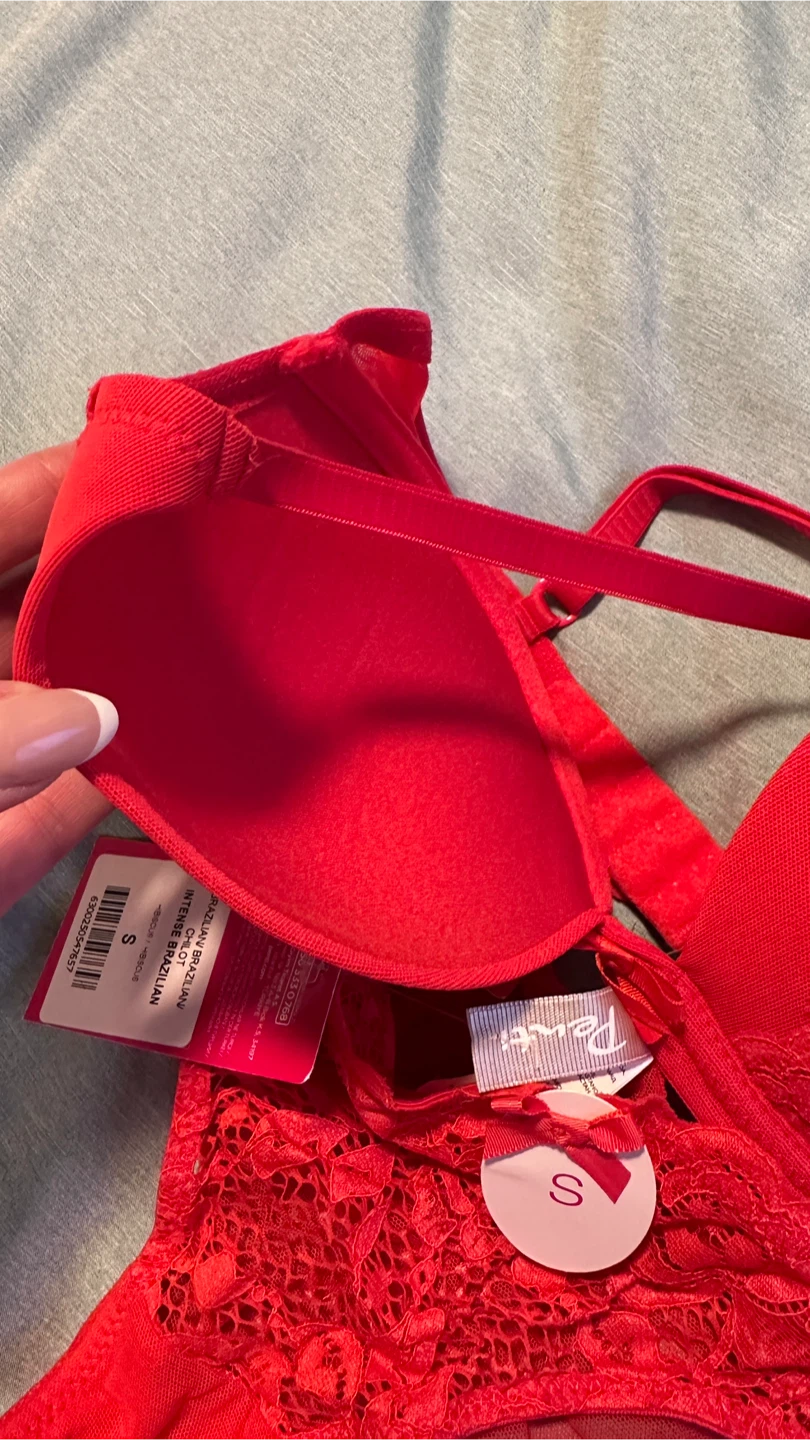 Penti Red Lace Bra & Brazilian Set — New with Tags (34B / S) - photo 5