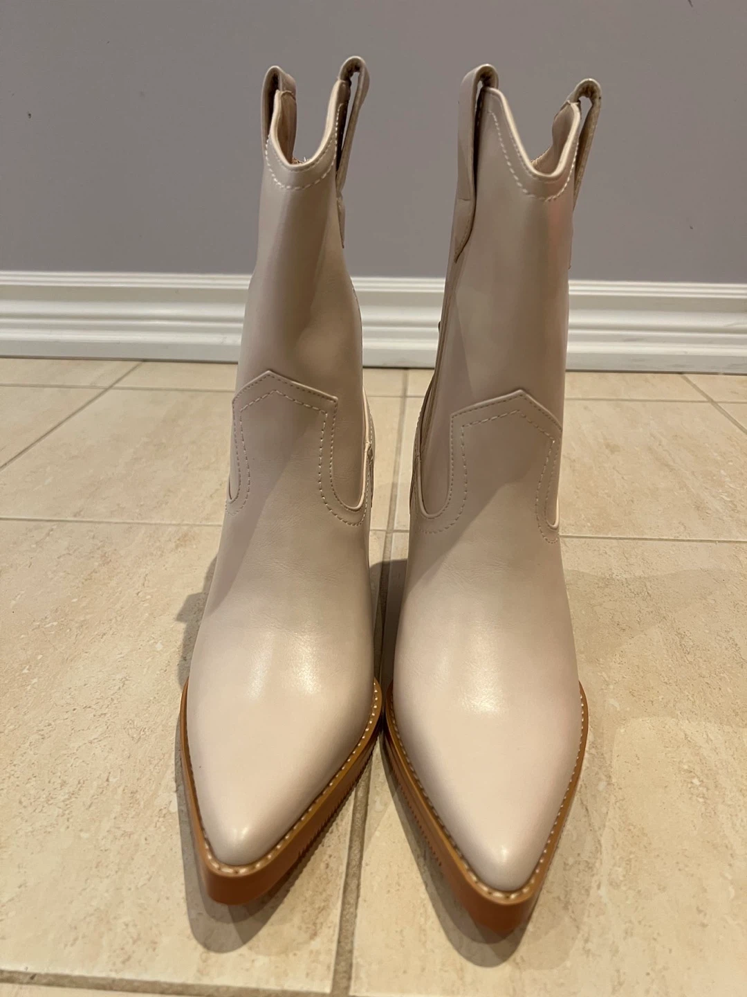 Women's Beige Western Cowboy Boots