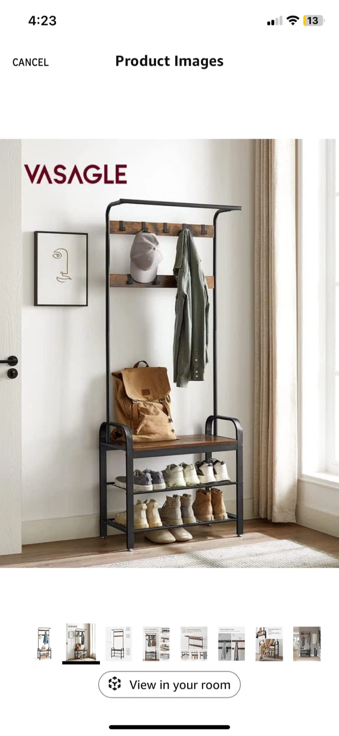 VASAGLE 4-in-1 Coat Rack with Shoe Bench and Shelves - photo 2
