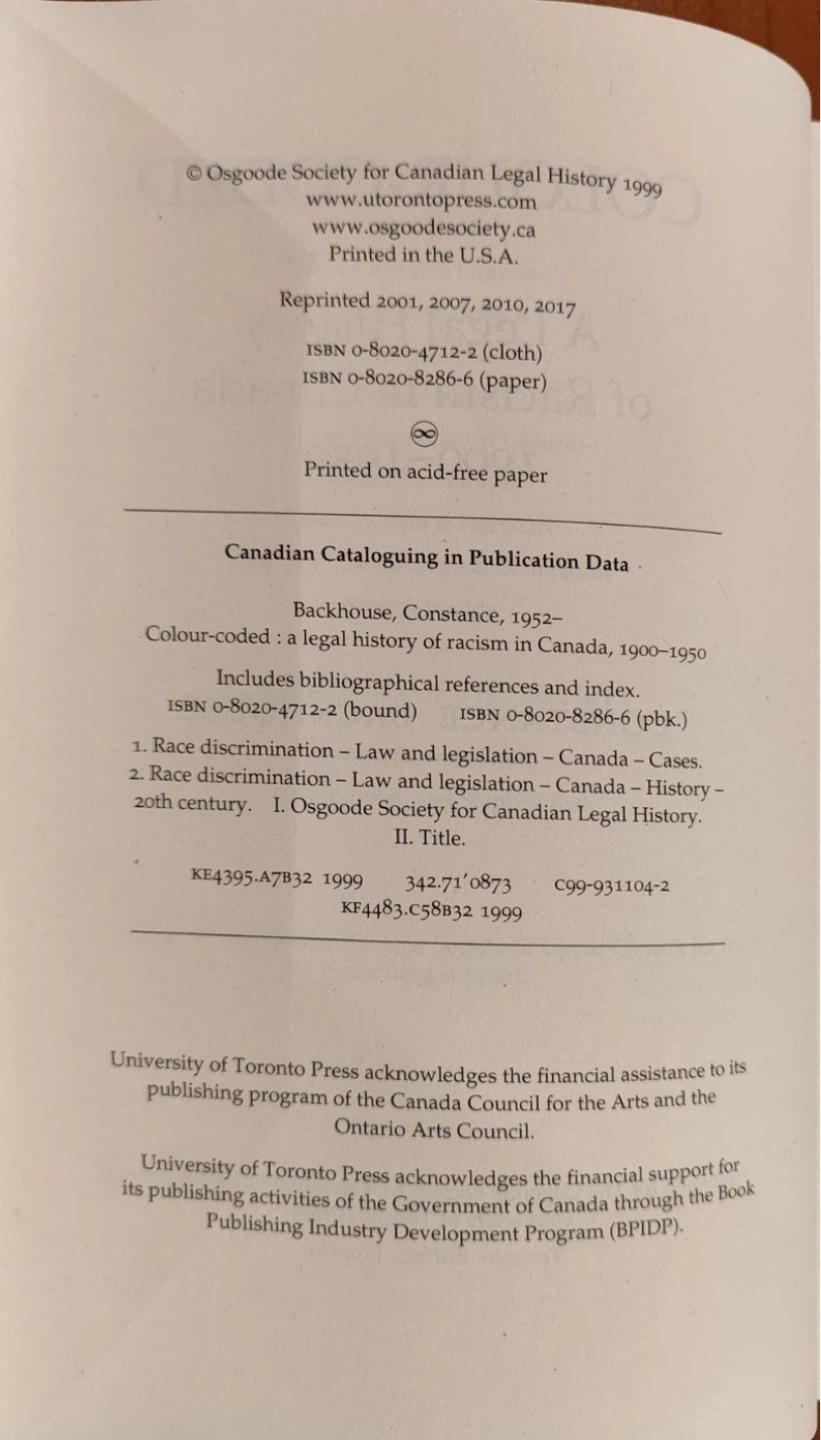 Colour-Coded: A Legal History of Racism in Canada - photo 2