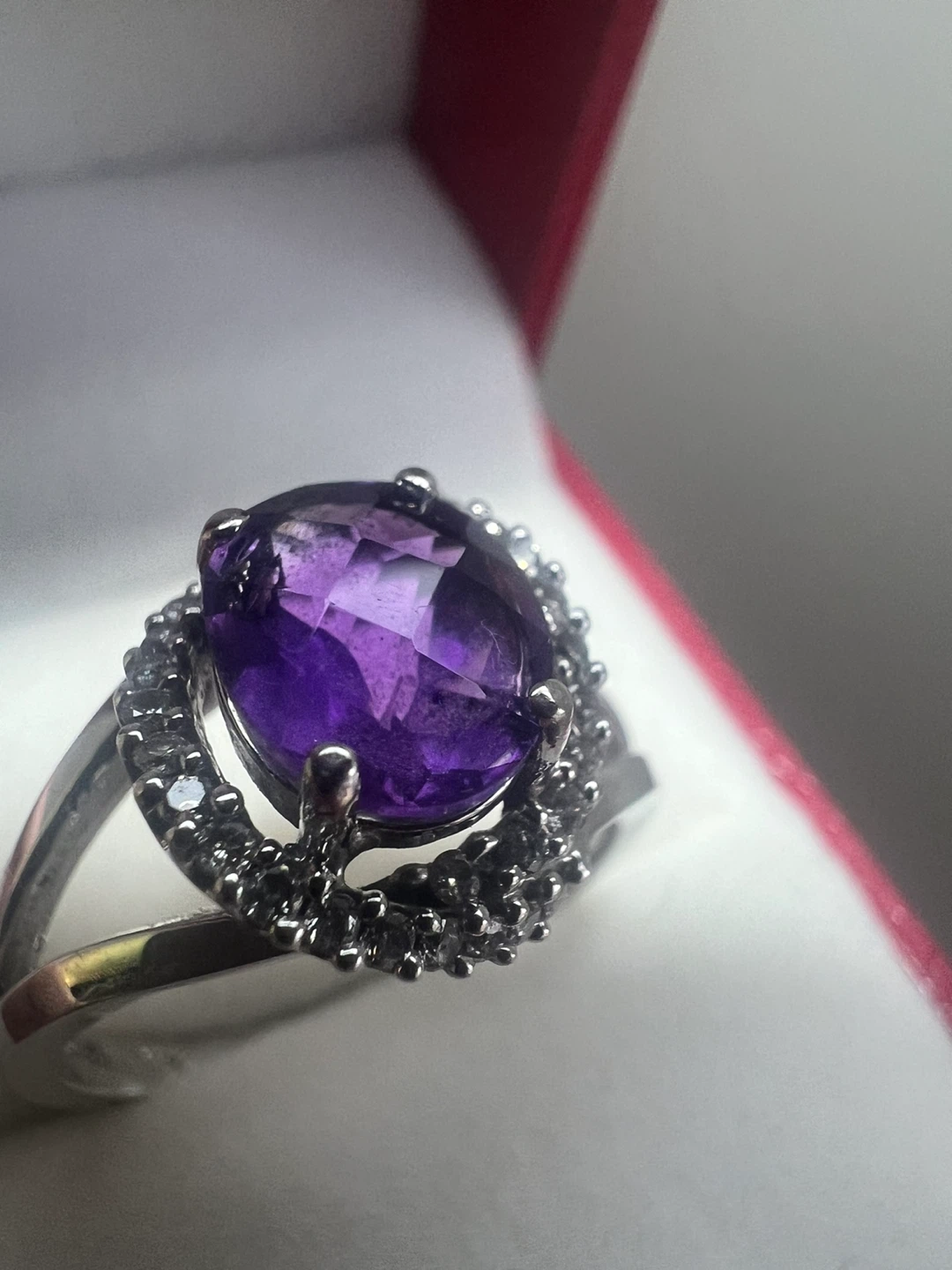 10 k Amethyst and Diamond Ring