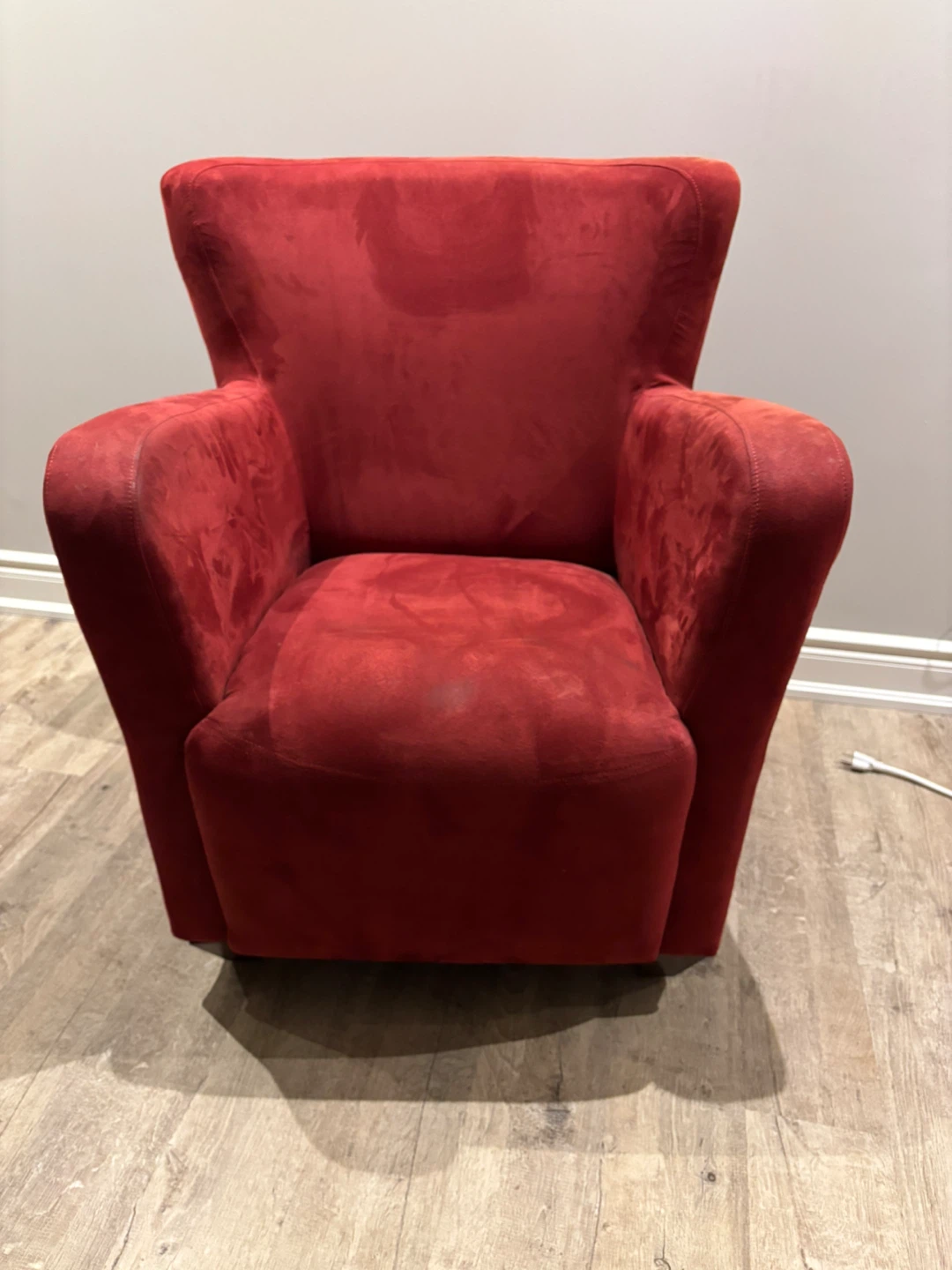 2 Red Suede Armchair
