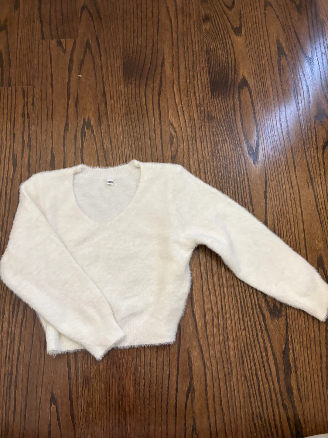White Fuzzy Cropped Sweater