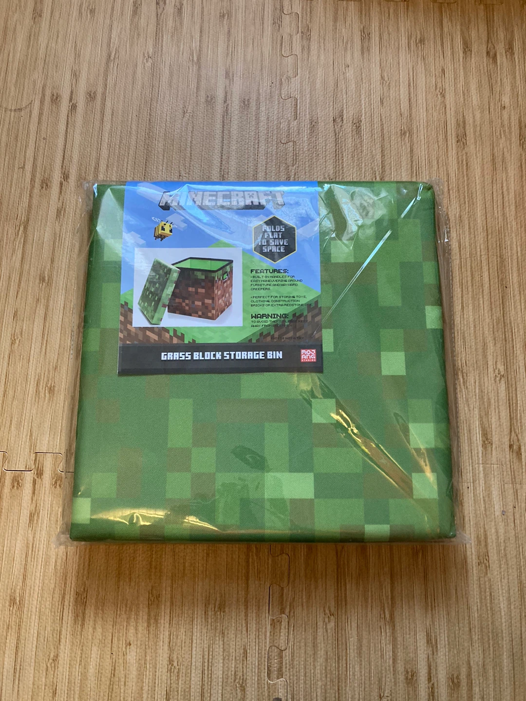 Minecraft Storage Bin Cube Organizer with Lid Grass Block