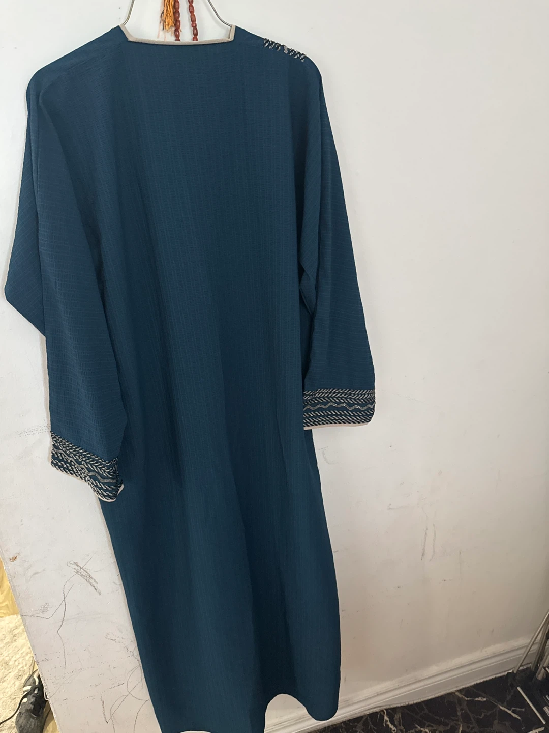 Teal Abaya with Embroidered Trim - Size 54 - photo 3
