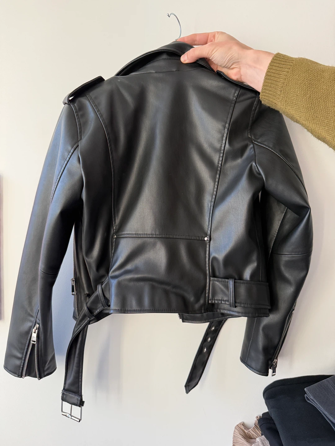 Zara Faux Leather Moto Jacket XS Black - photo 2