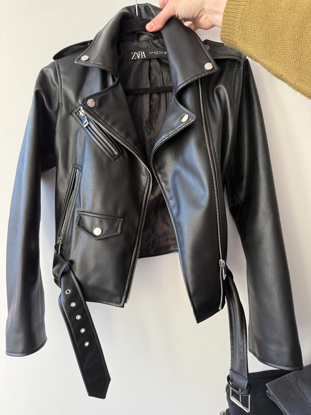 Zara Faux Leather Moto Jacket XS Black