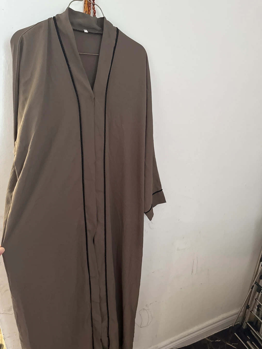 Brown Abaya with Black Trim - Size 56