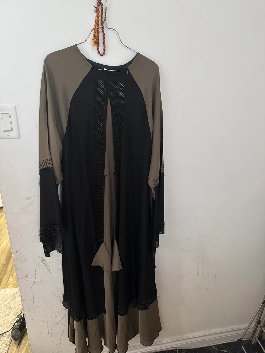 Black and Taupe Abaya with Embellishments Size 54