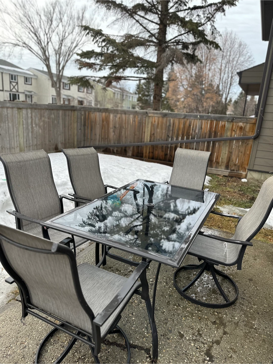 Glass Top Patio Dining Set with 5 Chairs