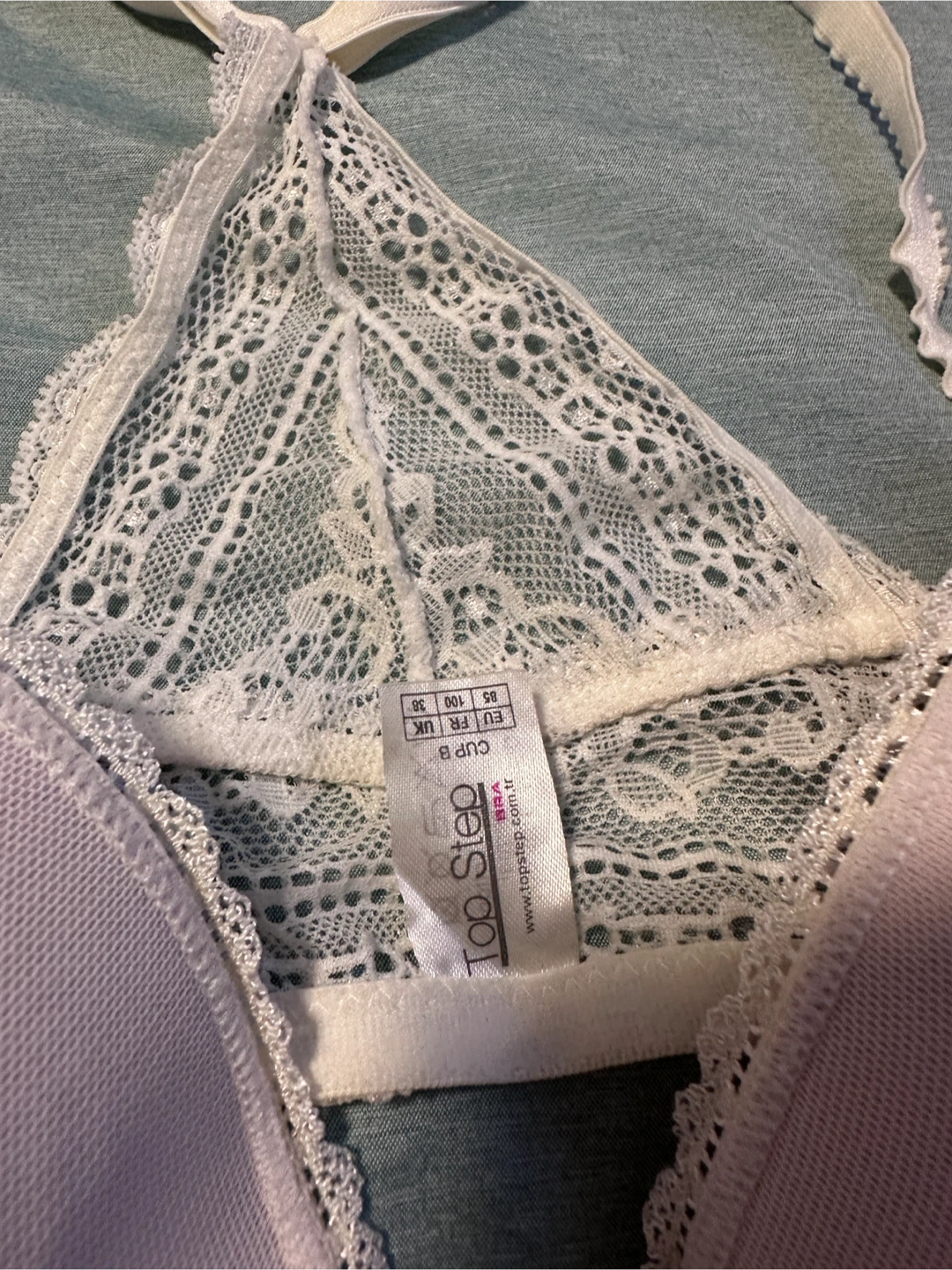 Top Step Lace Racerback Bra - White 85 B - photo 4