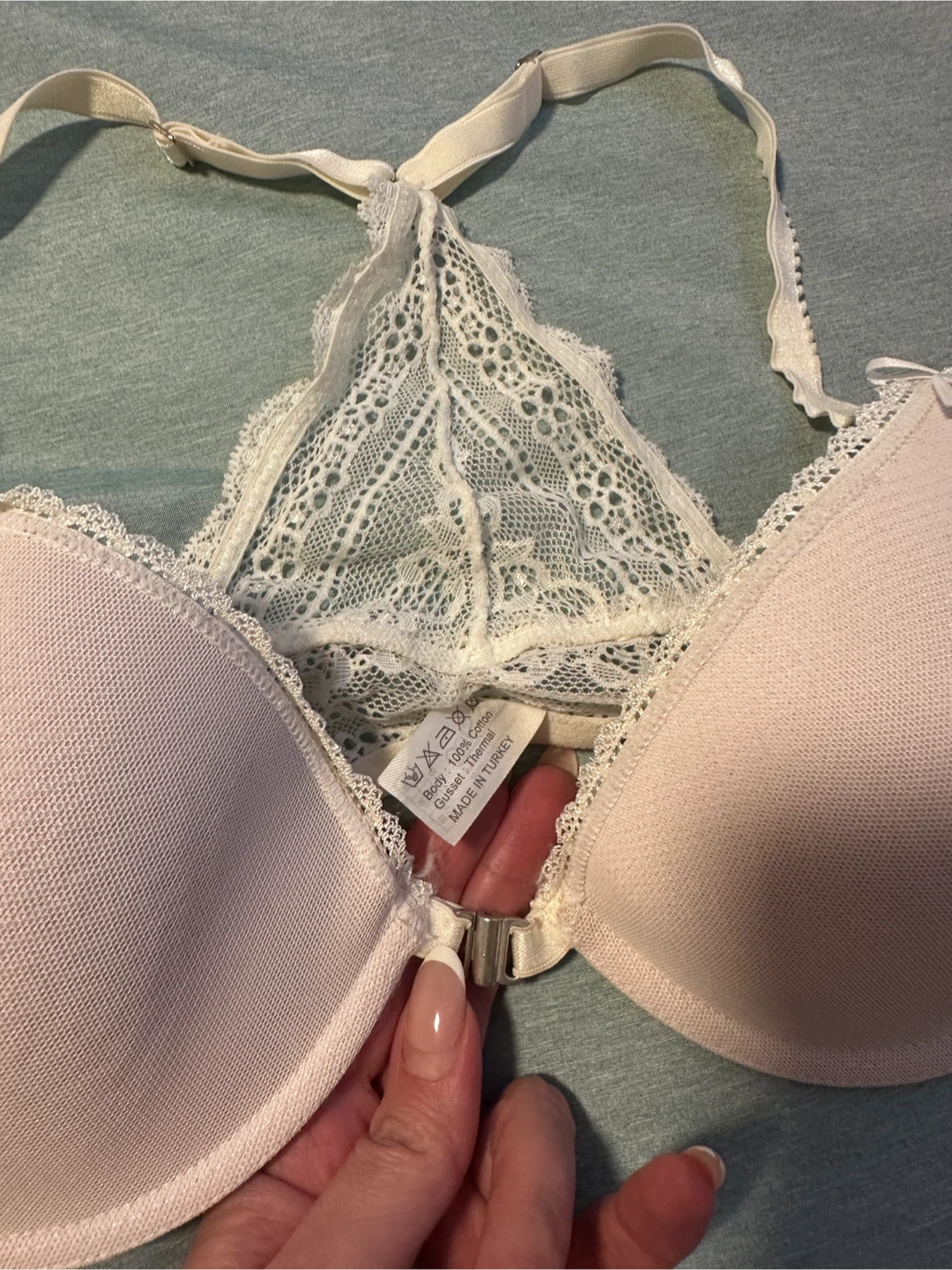 Top Step Lace Racerback Bra - White 85 B - photo 2