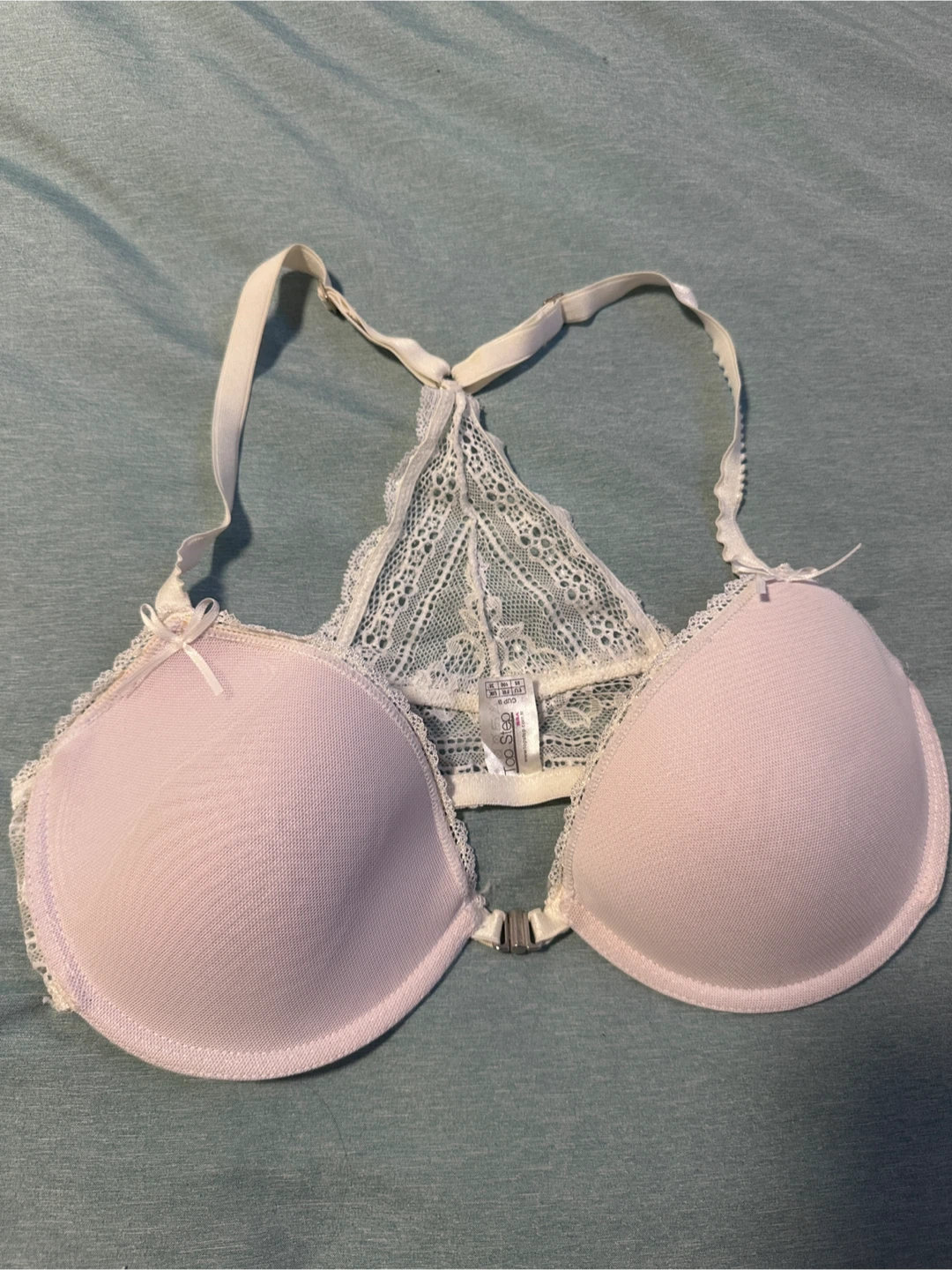 Top Step Lace Racerback Bra - White 85 B - photo 5
