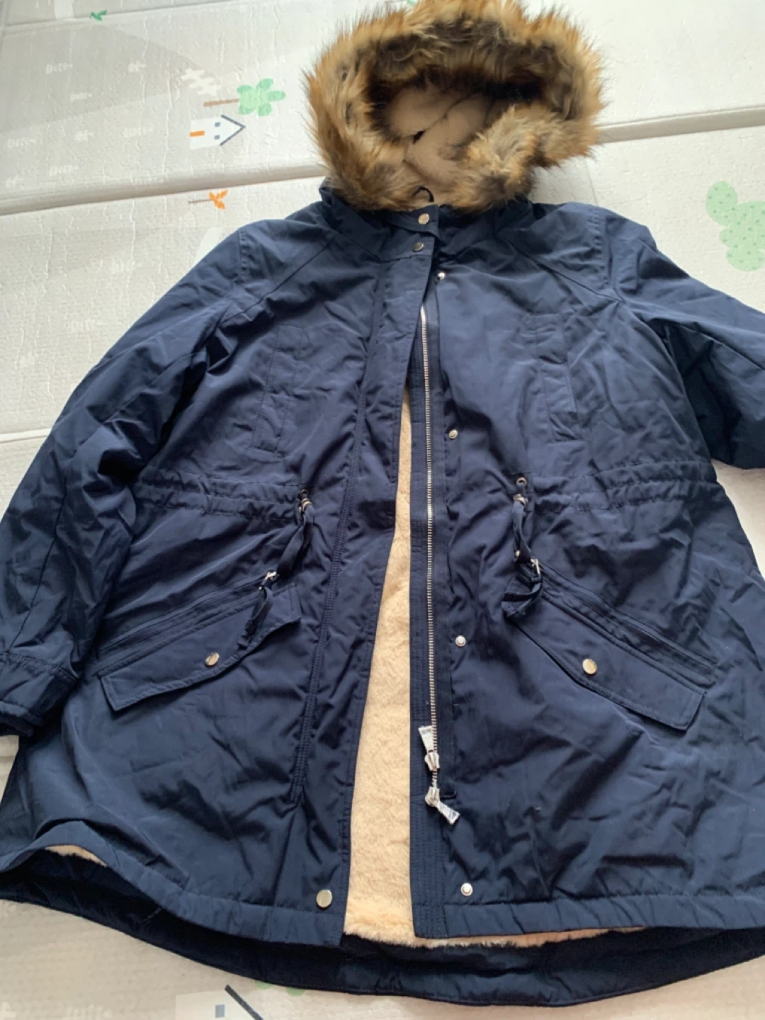 Royal Matrix Navy Parka Jacket with Faux Fur Hood - Size 24 - photo 4