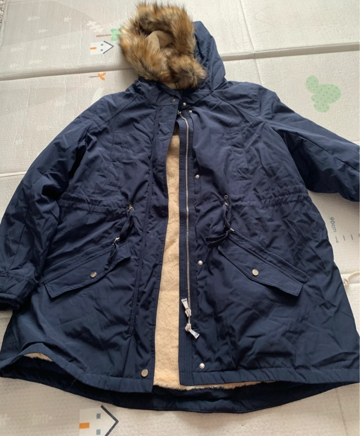Royal Matrix Navy Parka Jacket with Faux Fur Hood - Size 24 - photo 2