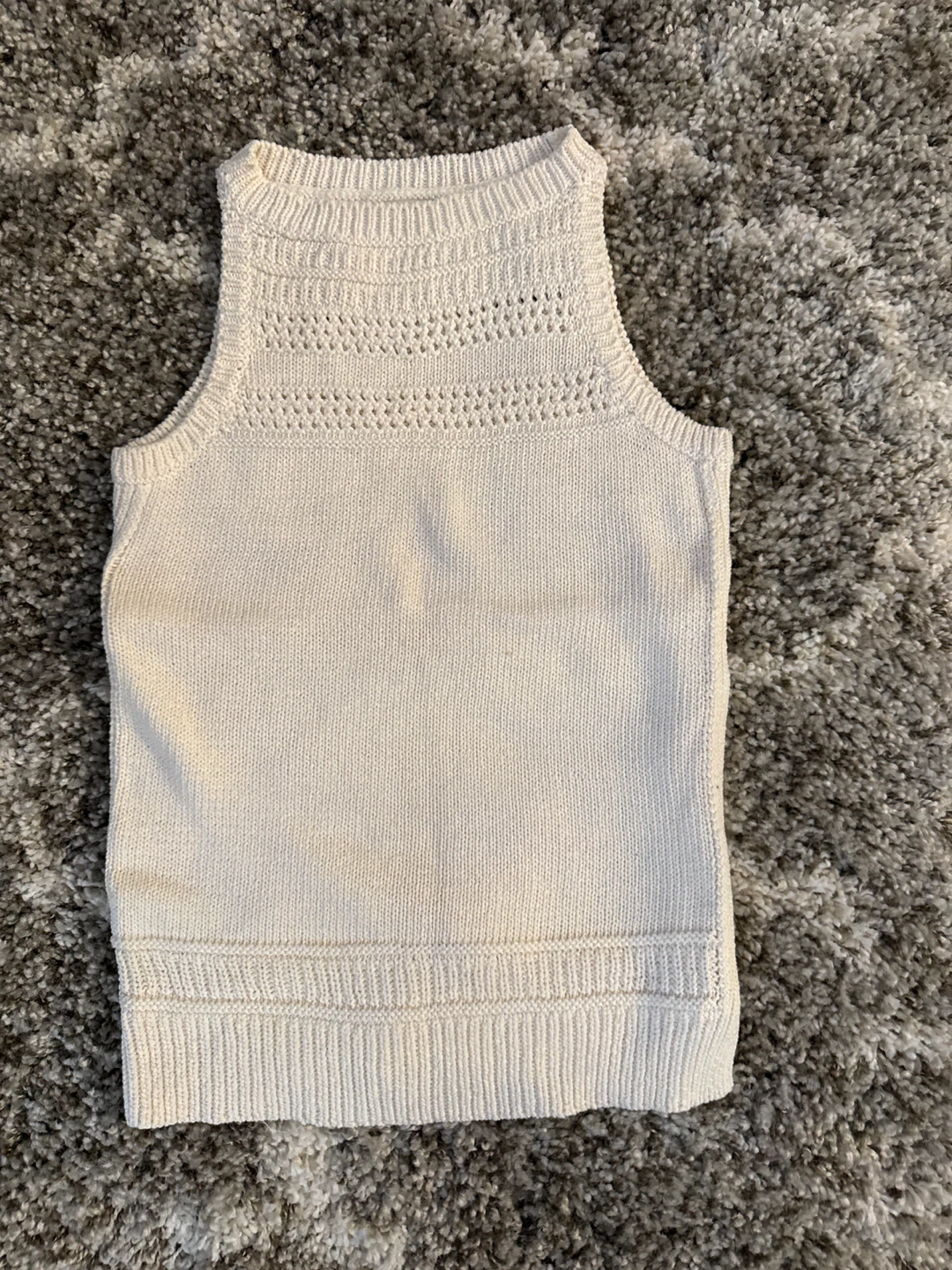 LOFT Cream Knit Sleeveless Tank Top XXSP