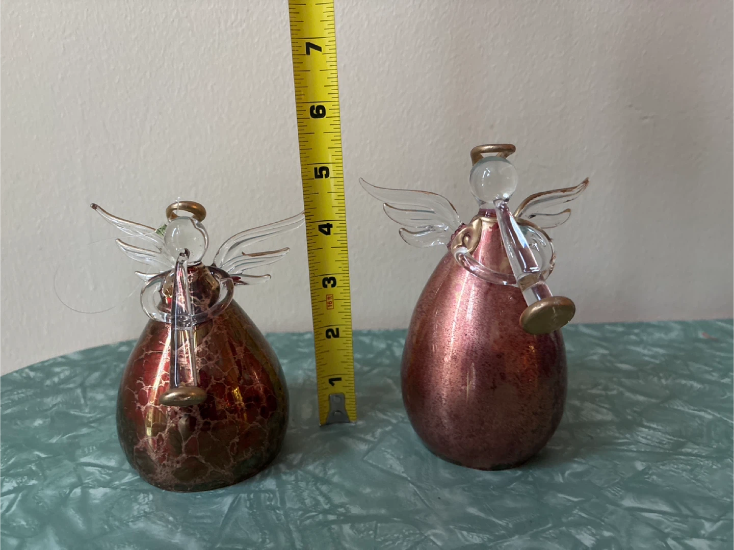 🏆Set of 2 Glass Angels with Trumpets - photo 4