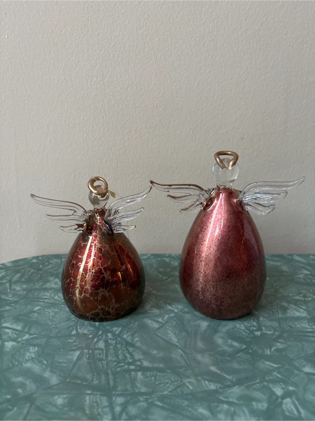🏆Set of 2 Glass Angels with Trumpets - photo 2