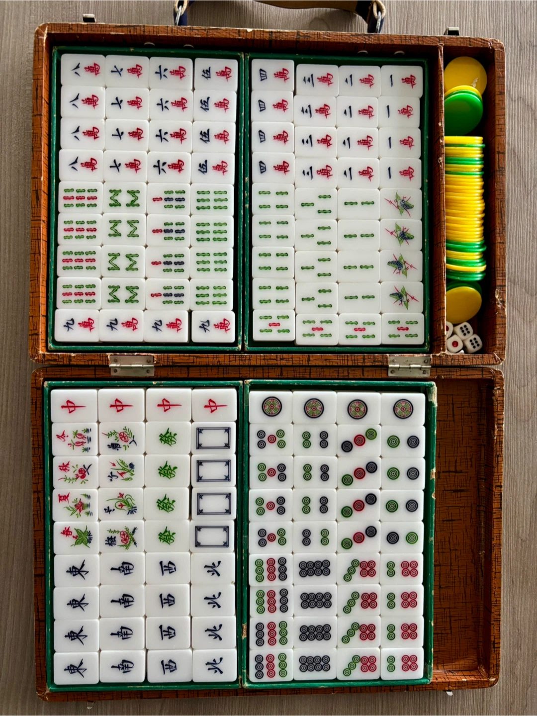 🏆 Vintage Mahjong Set with Case and Chips