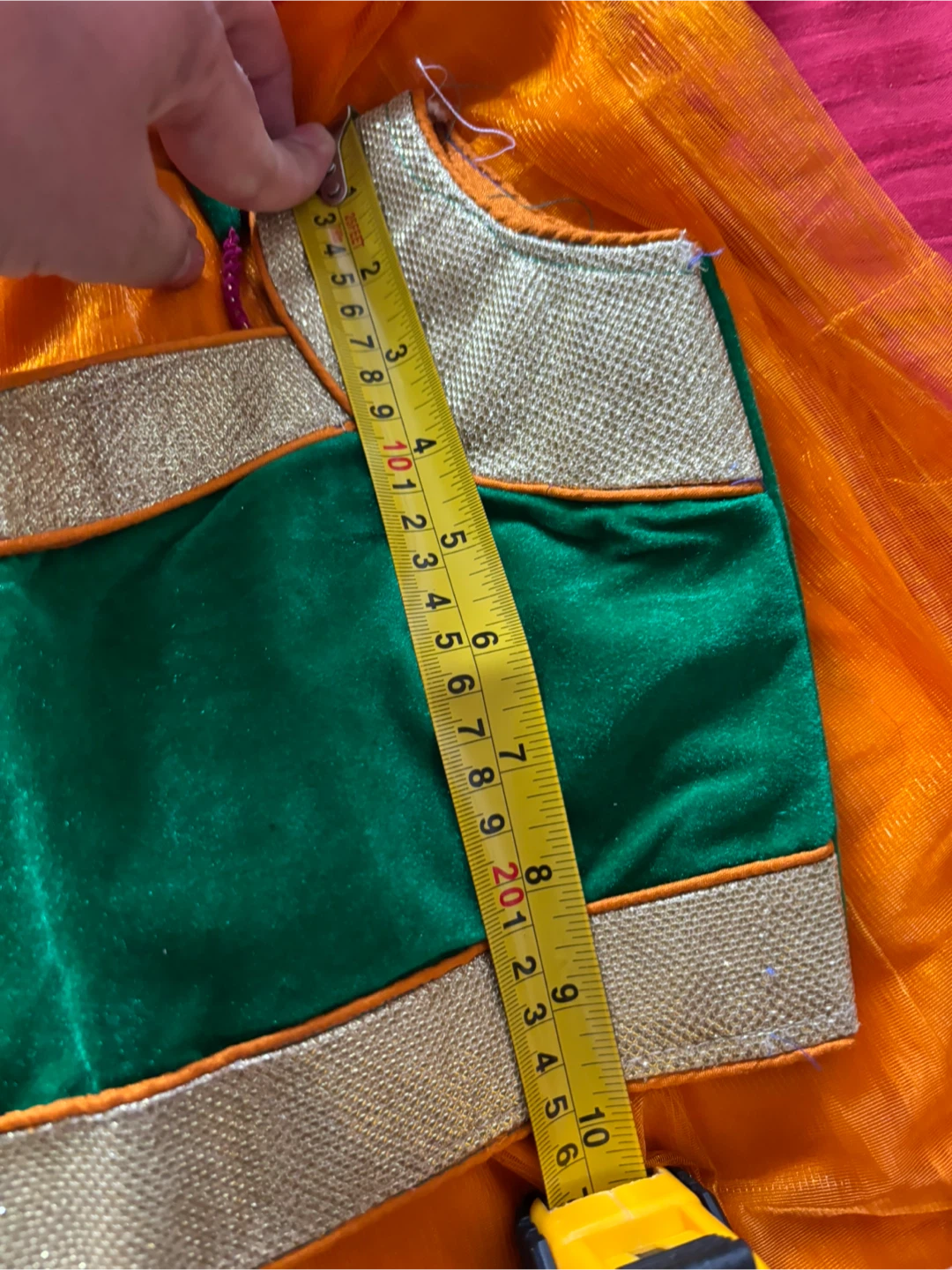 Orange and Green Indian Traditional Dress for Kids - photo 5