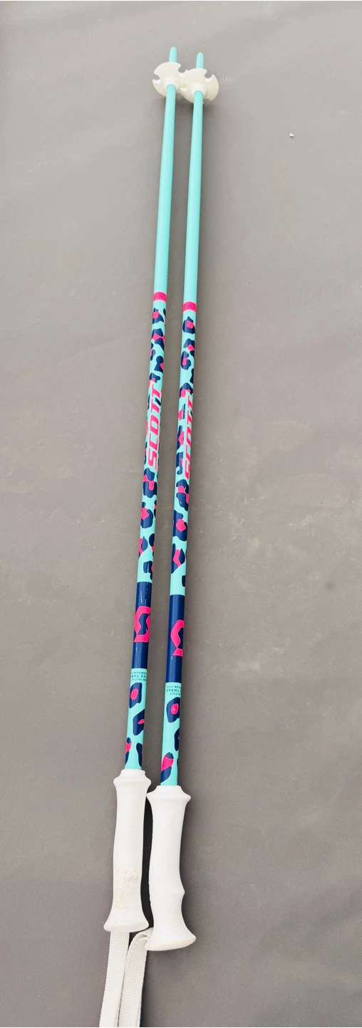 Scott Ski Poles - 100cm/40" - Teal/Pink Leopard Print