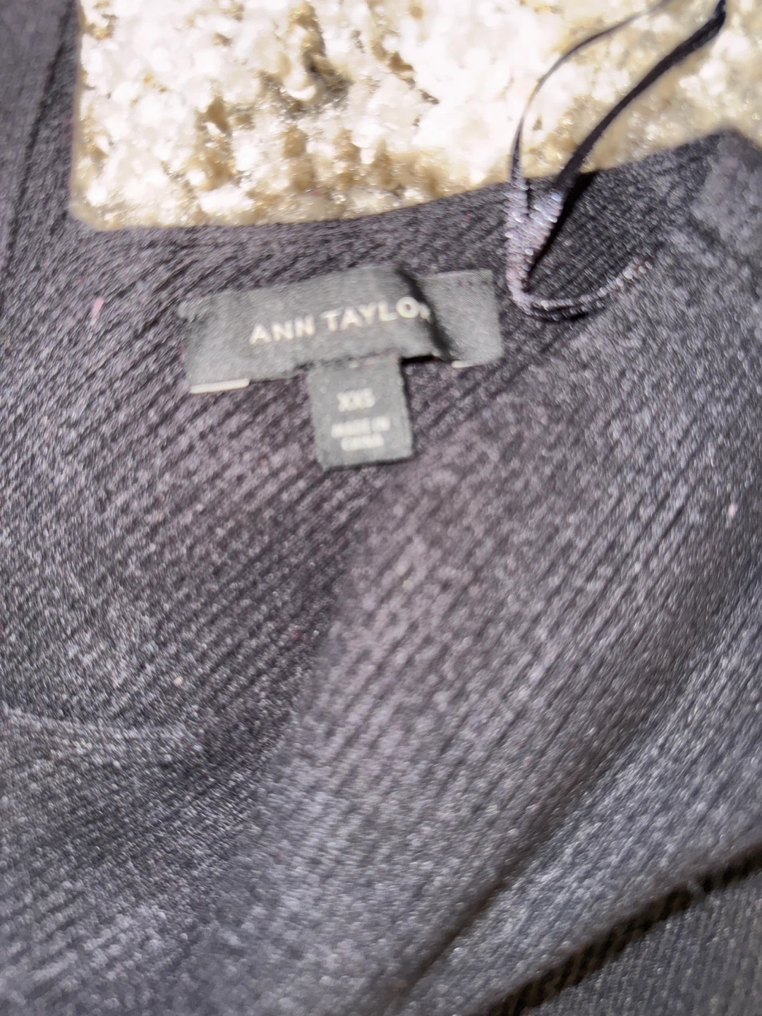 Ann Taylor Black Ribbed V-Neck Sweater with Pearl Details - photo 3