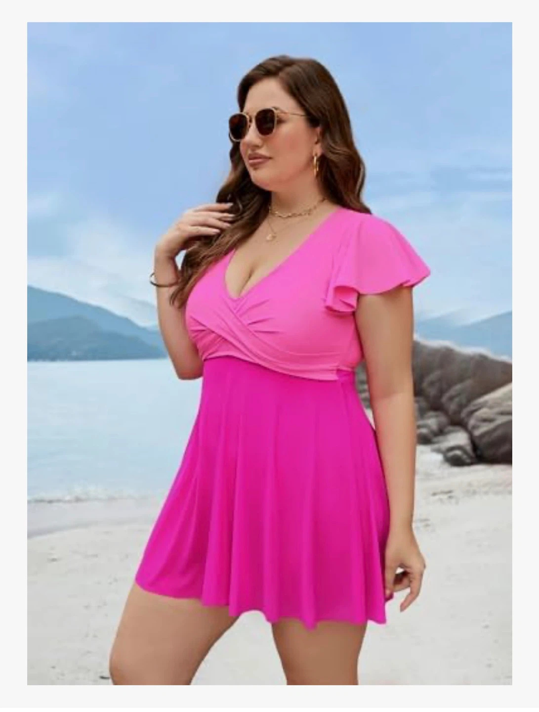New! Blooming Jelly Tummy Control Pink & Magenta Swimdress - photo 3