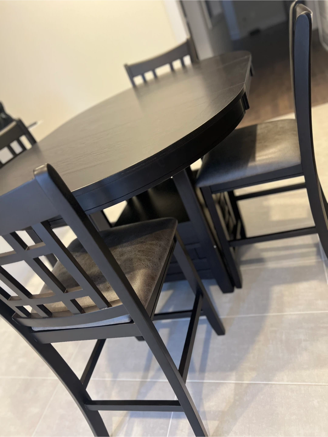 Dark Brown Dining Table and Chairs Set
