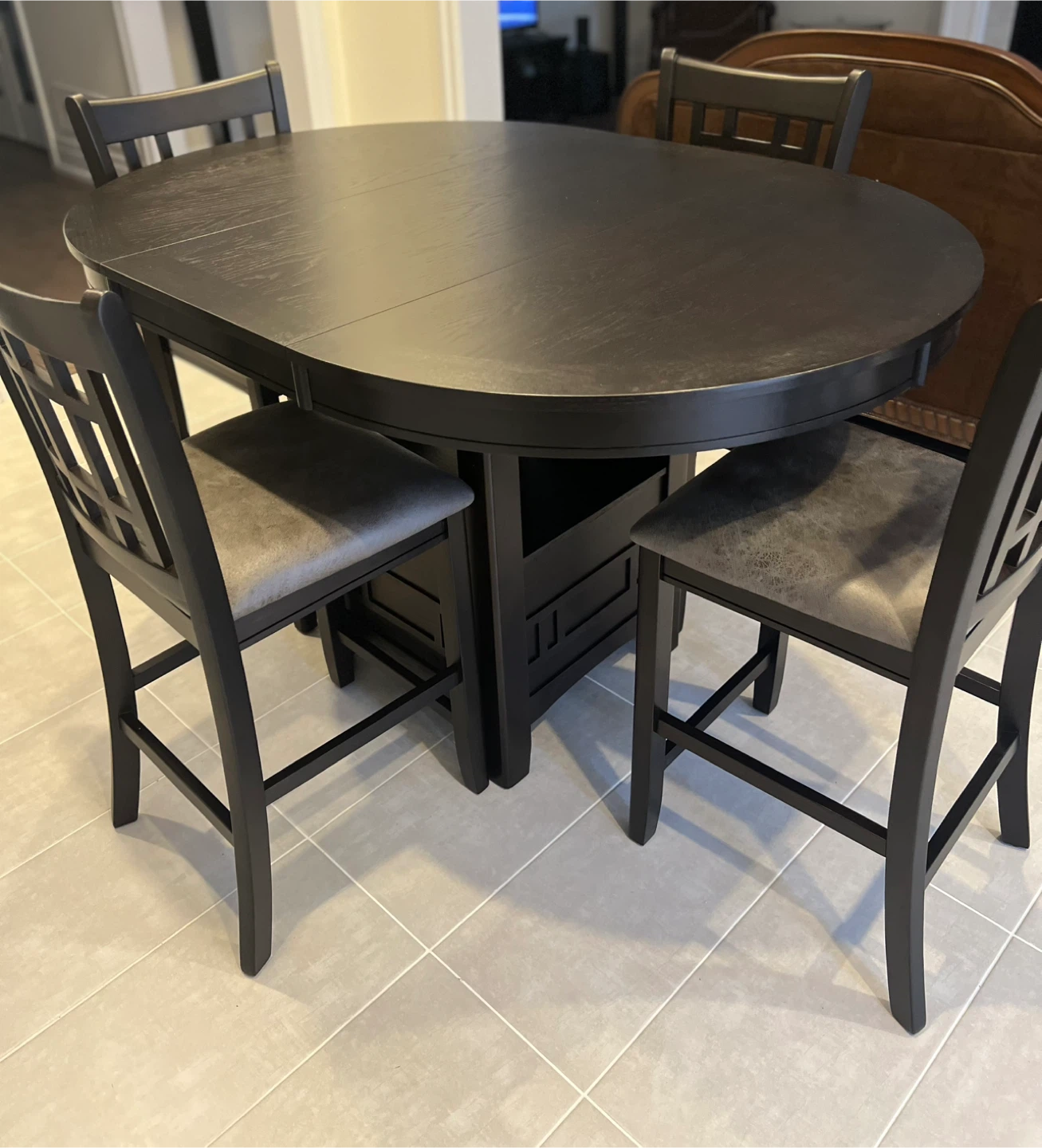 Dark Brown Dining Table and Chairs Set - photo 2