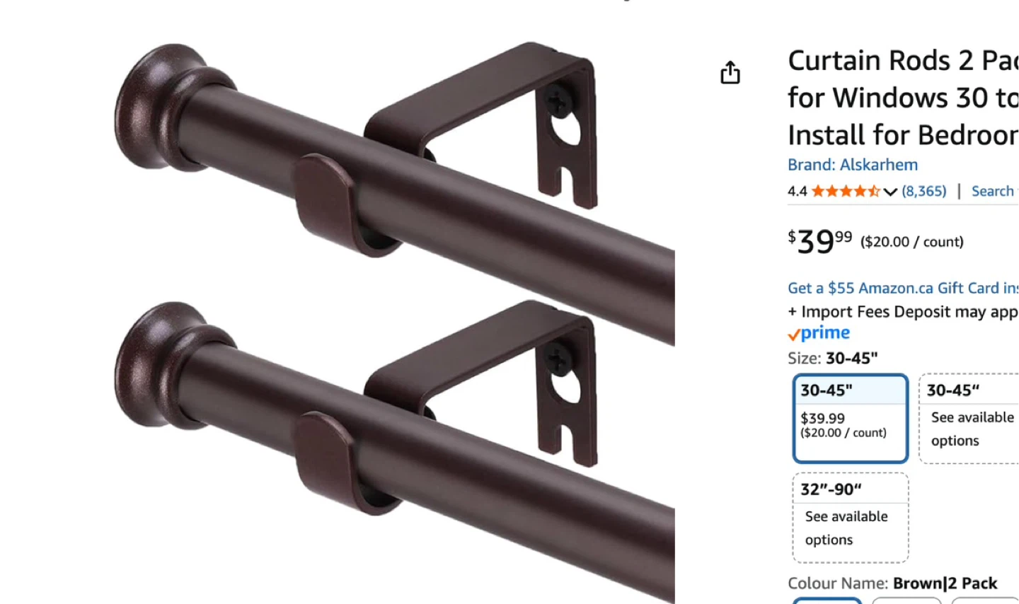 Curtain Rods 2 Pack 5/8 inch for 30 and 45 inches - photo 3