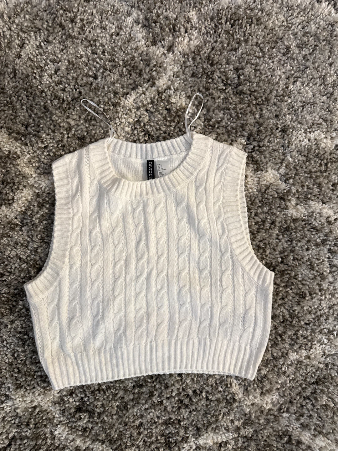 White Cable Knit Sweater Vest - Divided H&M