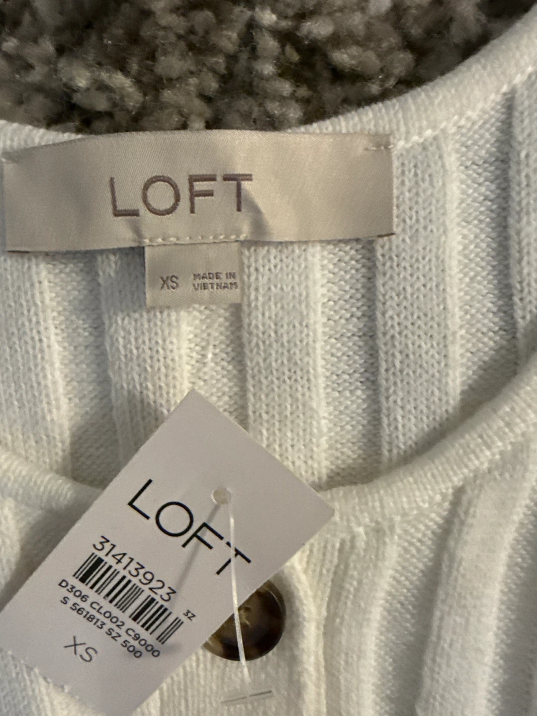 LOFT White Ribbed Button Front Tank Top XS - photo 2