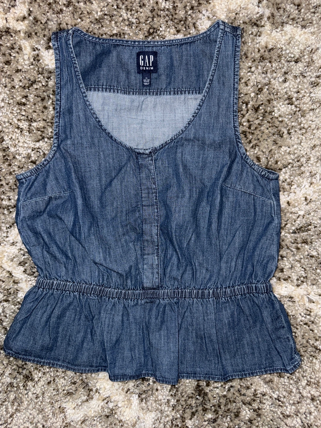 GAP Denim Sleeveless Peplum Top XS