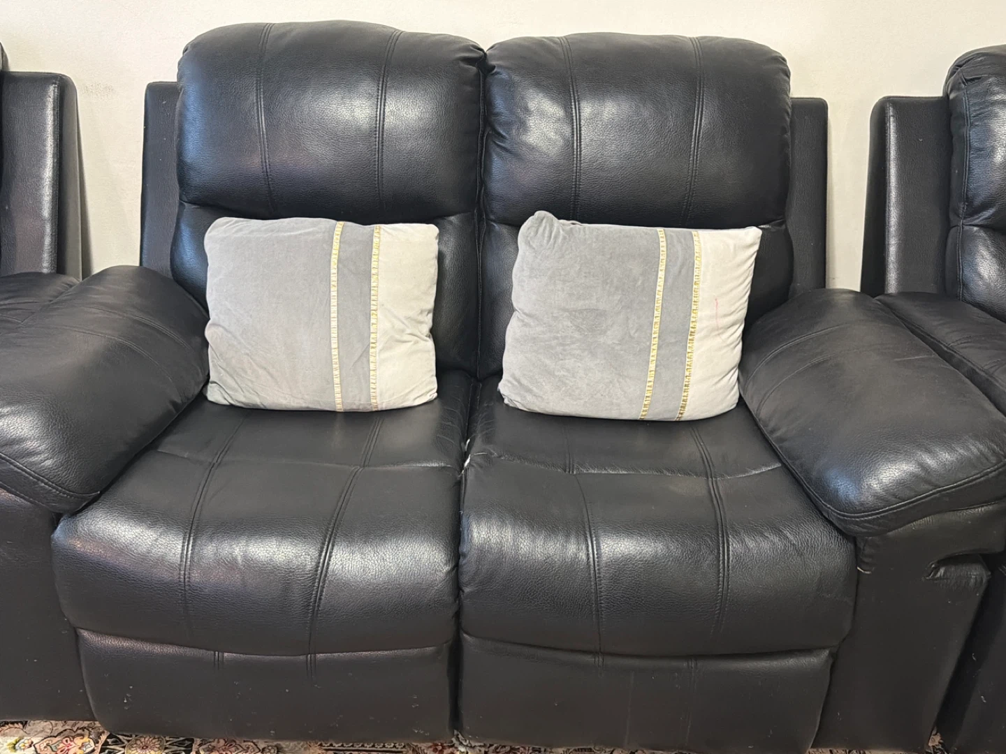 Black Leather Recliner Sofa Set - photo 3