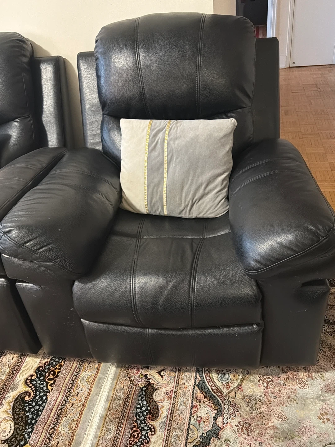 Black Leather Recliner Sofa Set - photo 2