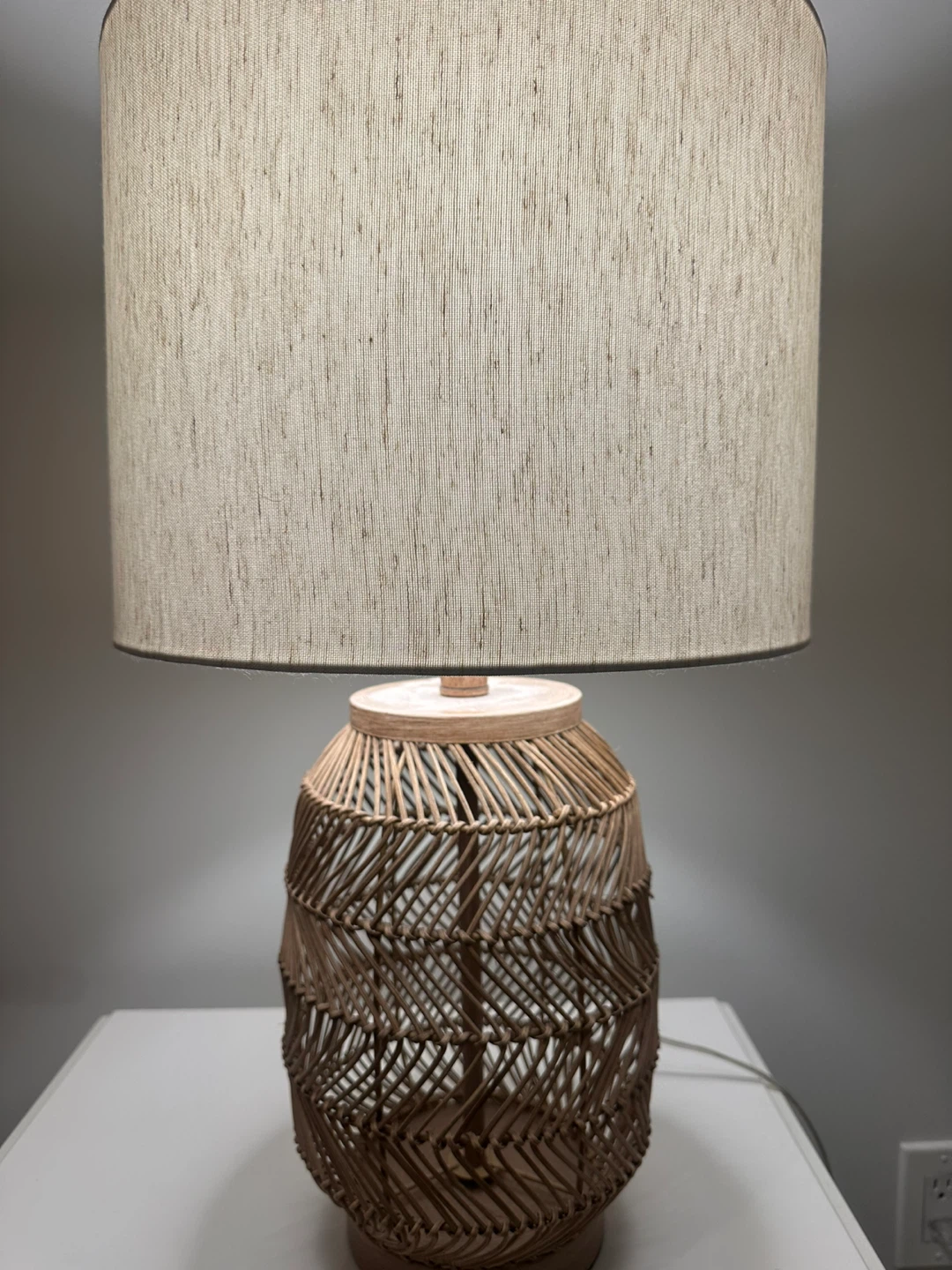 Set of 2 Woven Rattan Table Lamp with Neutral Shade - photo 2
