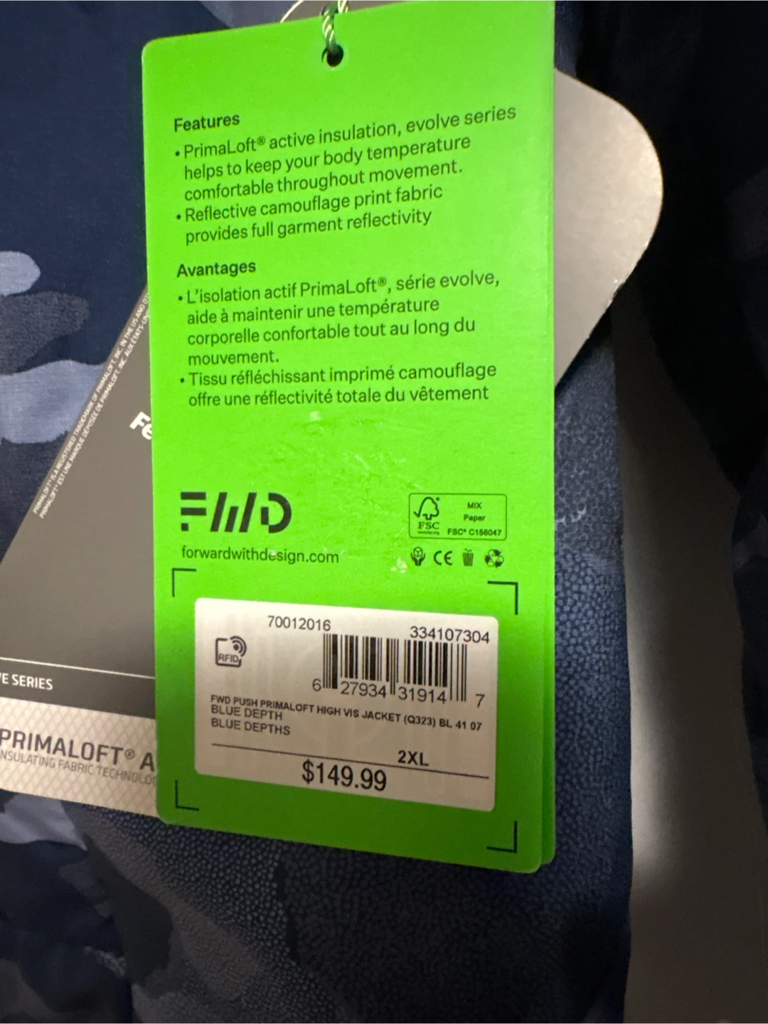 Brand New XXL FWD Primaloft High Vis Jacket - photo 2