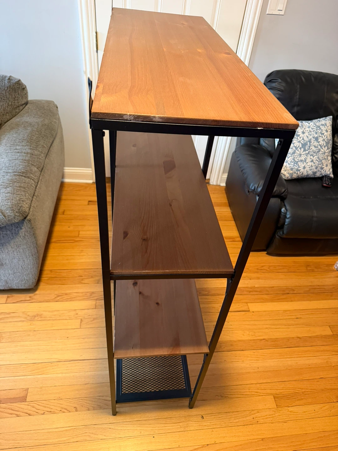 3-Shelf Bookcase with Wood and Metal Frame - photo 3