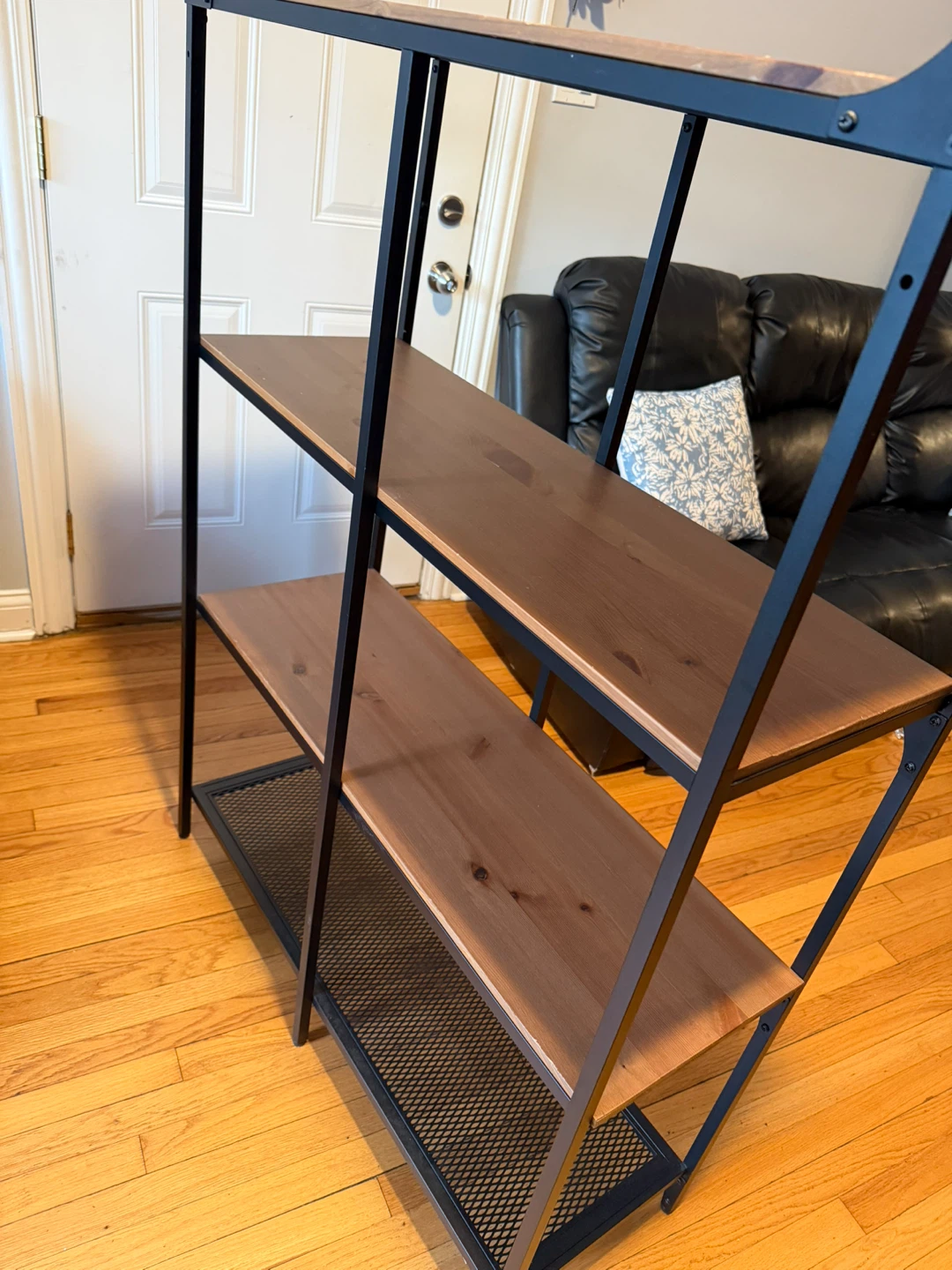 3-Shelf Bookcase with Wood and Metal Frame