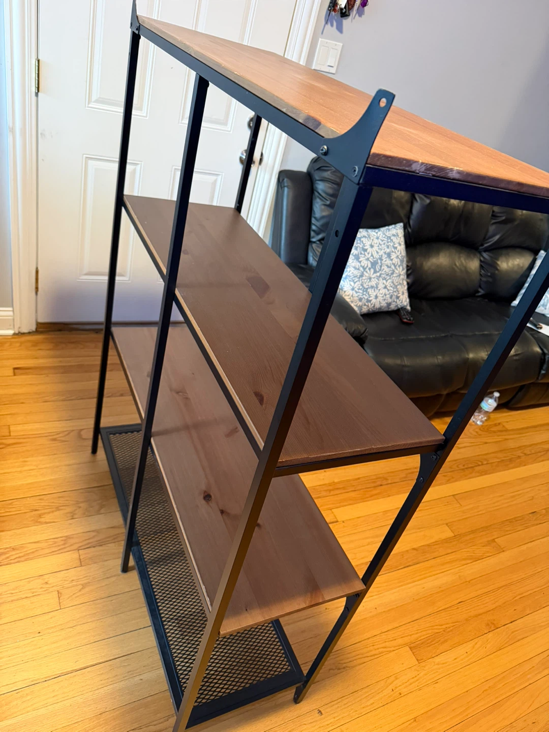 3-Shelf Bookcase with Wood and Metal Frame - photo 2
