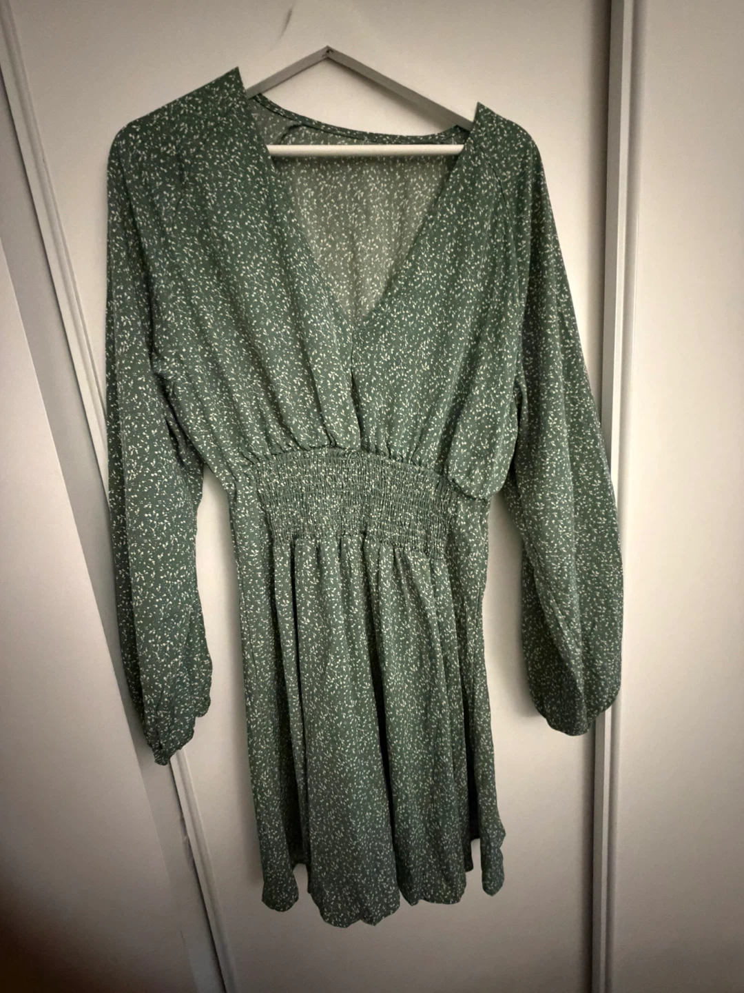Green Floral Print Mini Dress