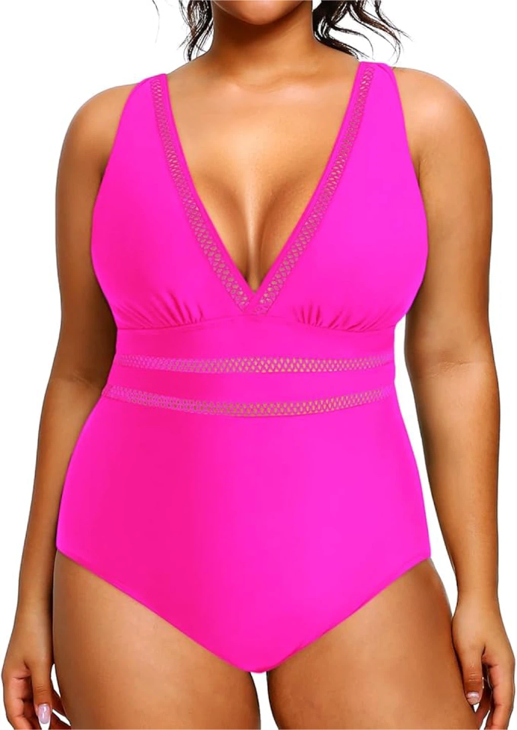 NEW! Daci Pink One-Piece Swimsuit with V-Neck
