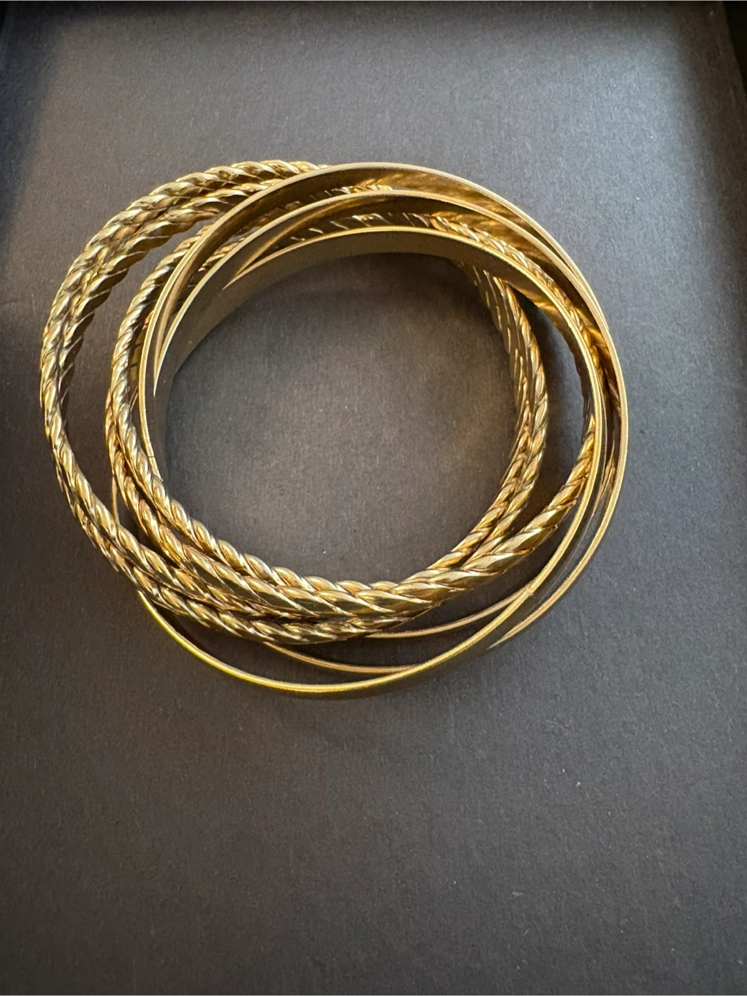 Vintage Set of 6 Gold Tone Bangle Bracelets - photo 2