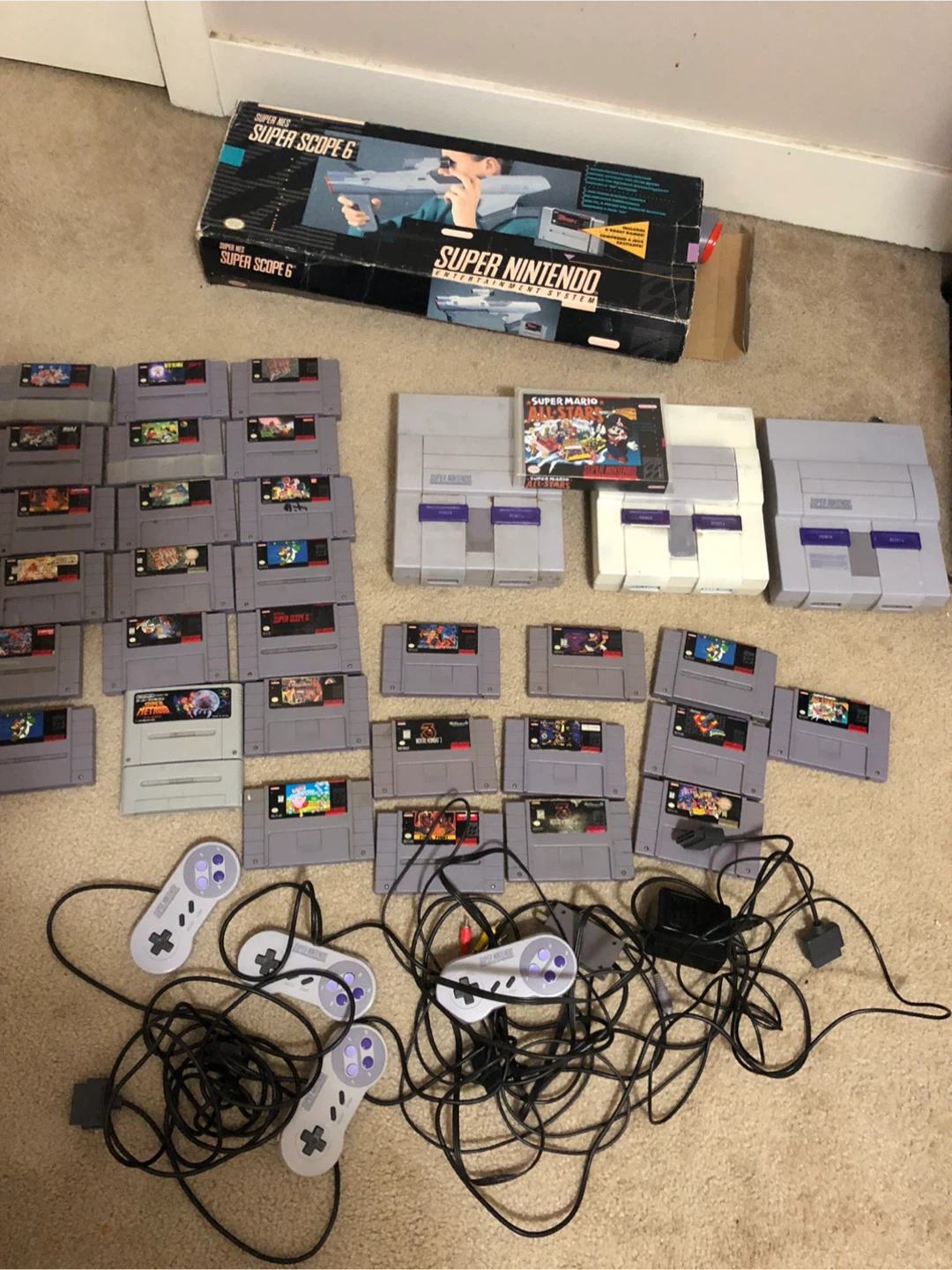 Snes Console with Games and Accessories