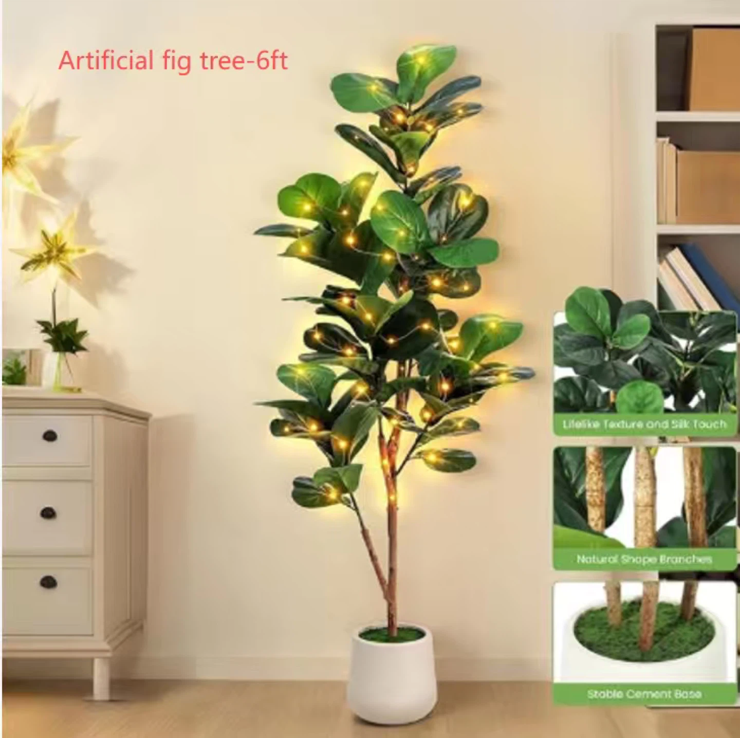 Artificial Fig Tree with Lights - 6ft