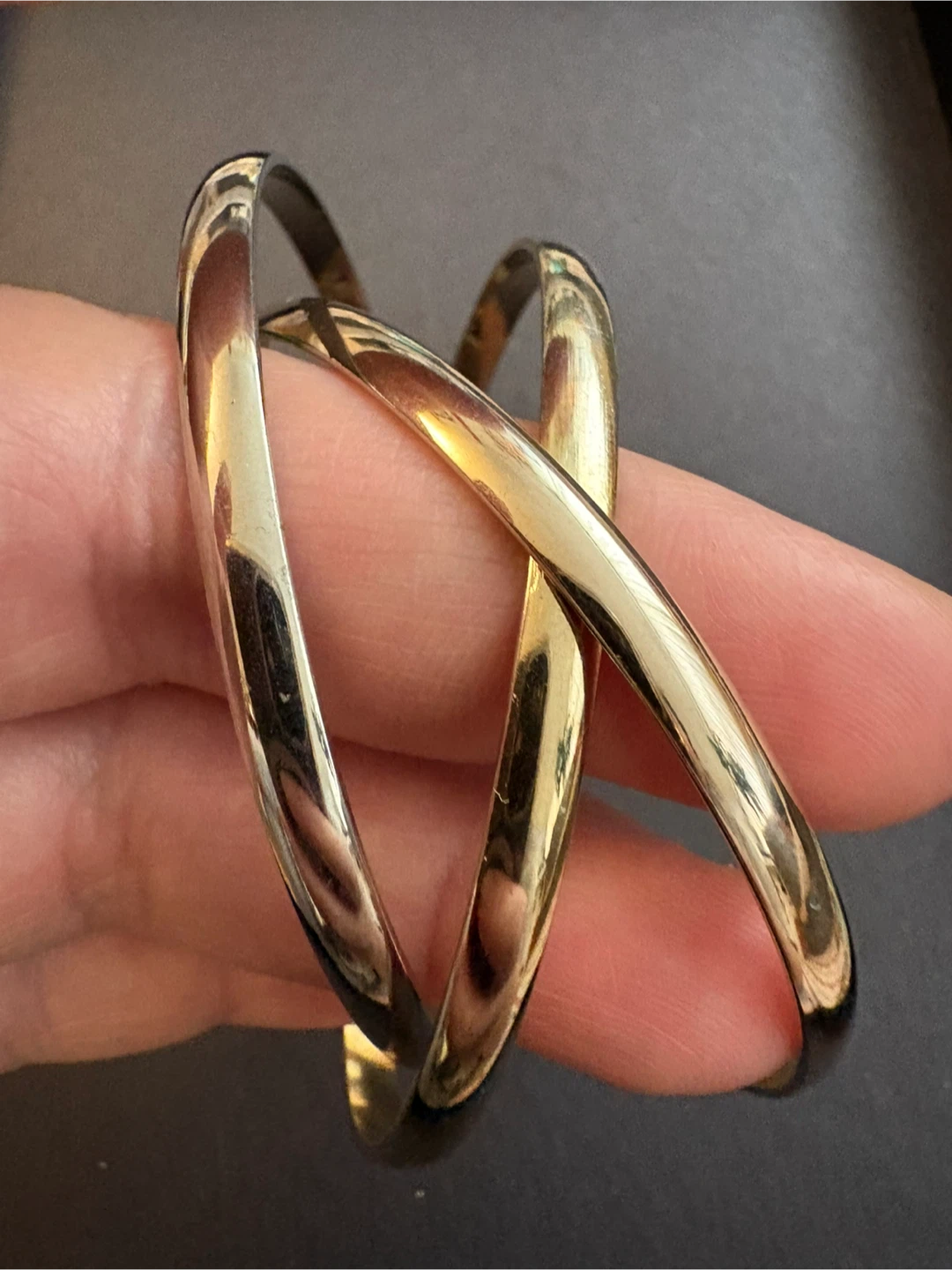 Vintage Set of 3 Gold Tone Bangle Bracelets