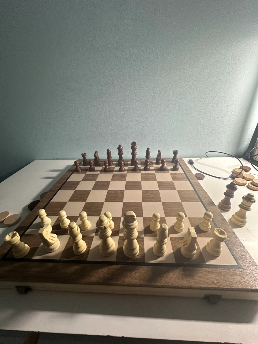 Wooden Chess and Checkers Set - 15 inch Magnetic Board - photo 4