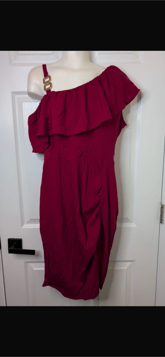 NEW! Sexy Slit One-Shoulder Ruffle Pencil Dress - photo 4