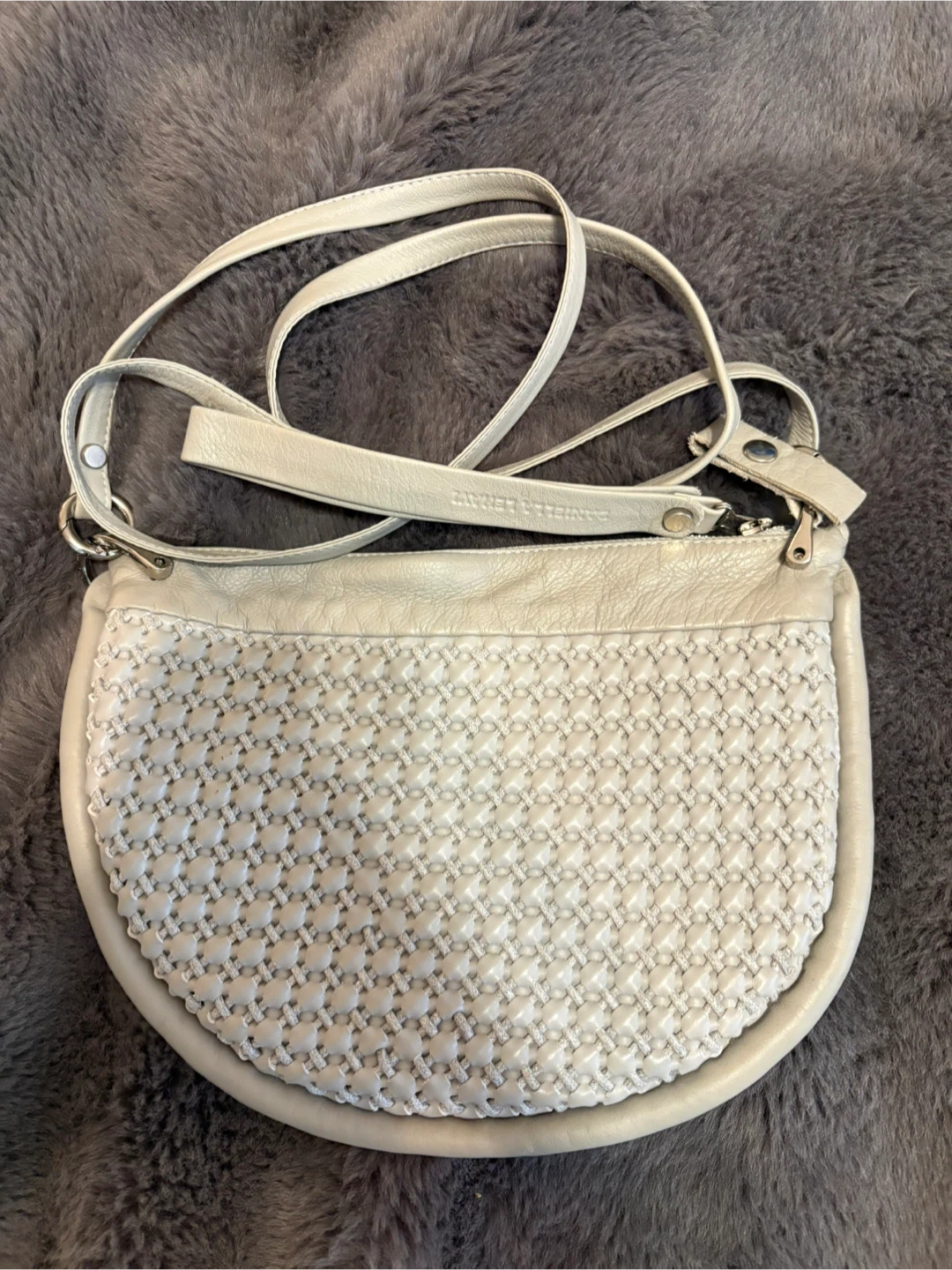 Daniella Lehavi Grey Leather Woven Crossbody Bag