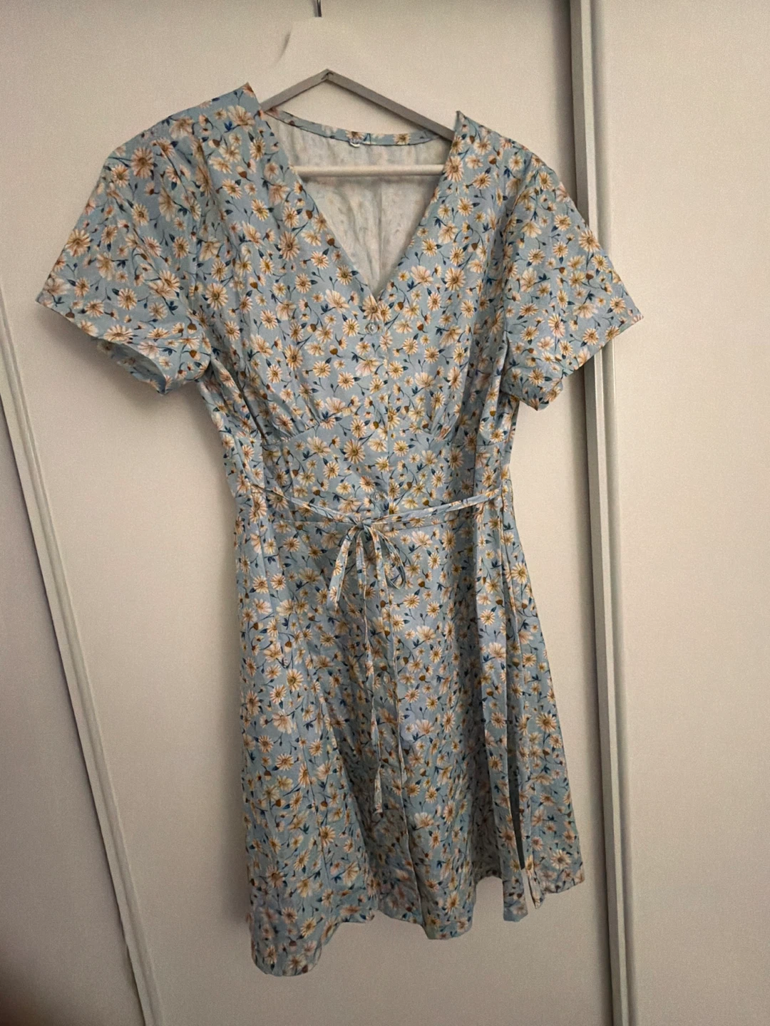 Blue Floral Wrap Dress